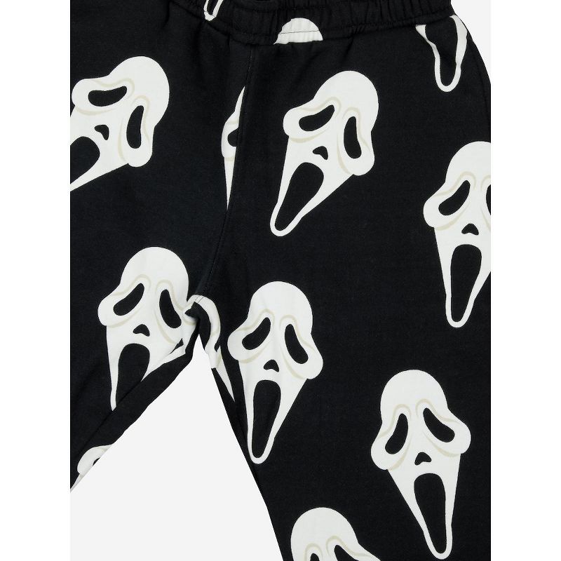 Ghostface Repeat Mask Pattern Men's Black Sweatpants, 2 of 3