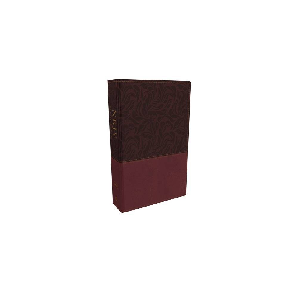 NKJV Study Bible, Imitation Leather, Red, Full-Color, Red Letter Edition, Comfort Print - by Thomas Nelson (Leather Bound)