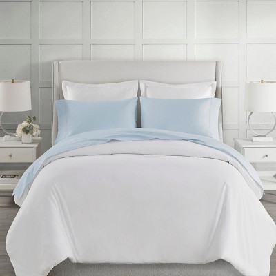 4 Pcs 100% Cotton 500 Thread Count Sheet Set, Solid Color Ultra Soft Bedding, Deep Pocket Flat/Fitted Sheet for All Seasons