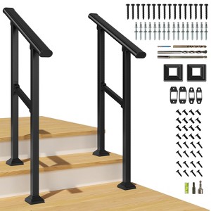 2 Pack Hand Rails for Outdoor Steps, Wrought Iron Railing, Exterior Hand Railing for Steps, Porch Railing Kit - 1 of 4