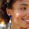 Ross-Simons 13-14mm Cultured Baroque Pearl and 5.25 ct. t.w. Iolite Drop Earrings With Lapis in 18kt Gold Over Sterling - 2 of 4