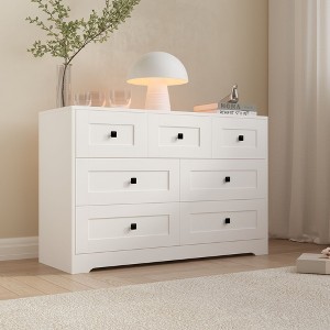 NicBex Drawer Dresser,Wood Storage Dresser Clothes Organizer with Square Handle for Bedroom,Living Room,Hallway,Entryway,White - 1 of 4