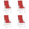 vidaXL Garden Highback Chair Cushions 4 pcs Red 47.2 in.x19.7 in.x1.2 in. Fabric - 4 of 4