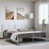 vidaXL King Metal Bed Frame with Headboard & Footboard, Sturdy Steel, White, No Mattress - 3 of 4