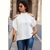 I AM A FASHION JUNKY Plus Halter Open Shoulder Bat Sleeves Loose Top - 4 of 4