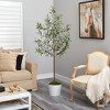 Nearly Natural 70-in Olive Artificial Tree in White Tin Planter - 4 of 4
