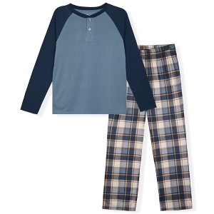 Sleep On It Boys 2-Piece Brushed Jersey Plaid Pajama Sets - 1 of 4
