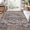 9 x 12 ft Polyester Blue Brown Rectangular Indoor Bedroom Living Room Floral Print Vintage Machine Washable Area Rug - 3 of 4