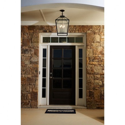 Woodstock Matte Black Glass 4-Light Outdoor Hanging Lantern
