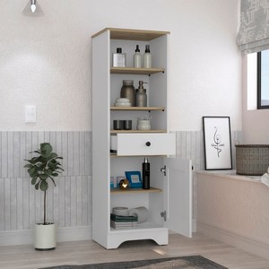 Akoasm Linen Bathroom Medicine Storage Cabinet With Shelves 1 Door - 1 of 4