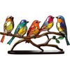 Modern Colorful Birds Ornament, Acrylic Tabletop Bird Figurine, Stained Birds On Branch Decor for Living Room, Bedroom, Desktop, Cabinets, Garden - 2 of 4