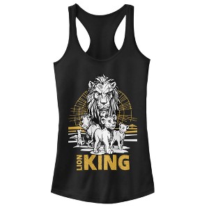 Juniors Womens Lion King Savannah Sunset Crew Racerback Tank Top - 1 of 4