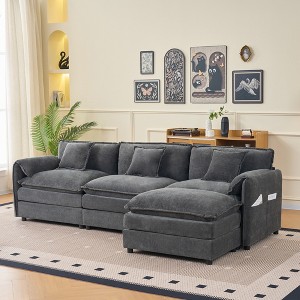GDFStudio Morwen 109.45'' Modern Chenille Upholstered Oversized Deep Seat Modular Sectional Sofa with 3 Cushions - 1 of 4