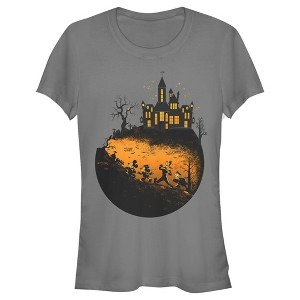 Juniors Womens Mickey & Friends Haunted House T-Shirt - 1 of 4