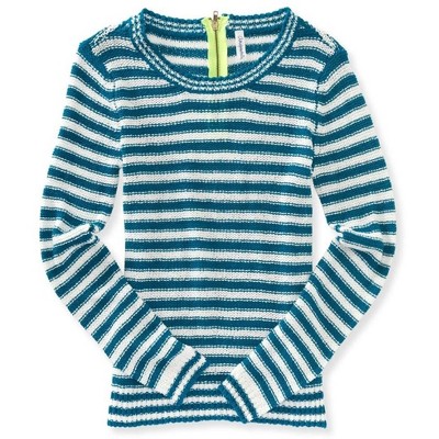 Aeropostale Womens Striped Zip Back Knit Sweater
