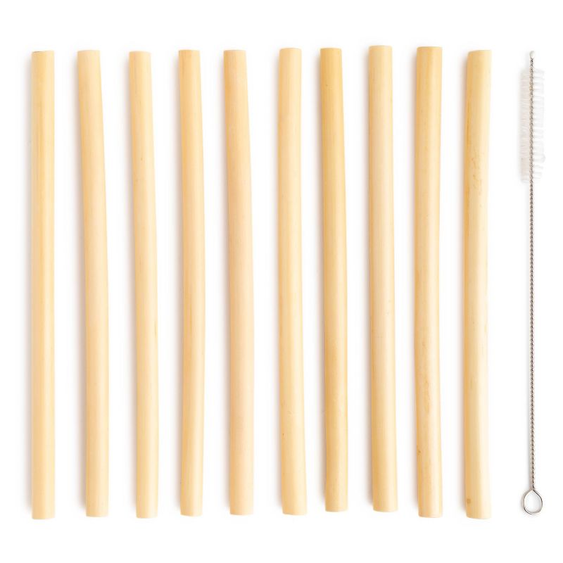 10ct Reusable Bamboo Straws Beige - Spritz&#8482;, 1 of 3