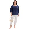 Agnes Orinda Women's Plus Size Hollow Out Gathered Patchwork Long Sleeve Pleated Tunics Casual Blouse - 3 of 4