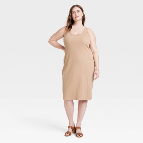 Women's Short Sleeve Midi T-shirt Dress - Universal Thread™ Brown