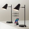 360 Lighting Duke 20 3/4" High Small Mid Century Modern Desk Lamps Set of 2 USB Port Black Nickel Finish Metal Home Office Living Room Charging - 2 of 4