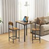 3-Piece Bar Height Dining Sets with Square Kitchen Table and Stools with Steel Frame - 3 of 4