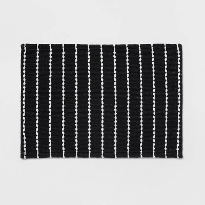 Striped Bath Rug White/black - Opalhouse™ : Target