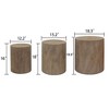 CAVINAS Coffee Tables for Living Room Rustic Rounded Wooden Coffee Table Set of 3 Modern End Tables Plant Stands for Apartment - 4 of 4