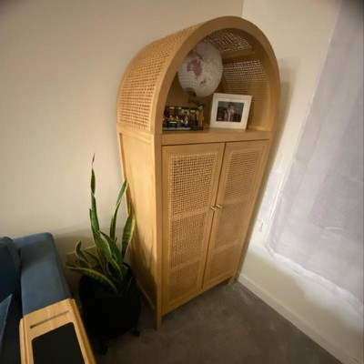 Arches Writing Desk with Storage Cabinets Natural - Threshold™