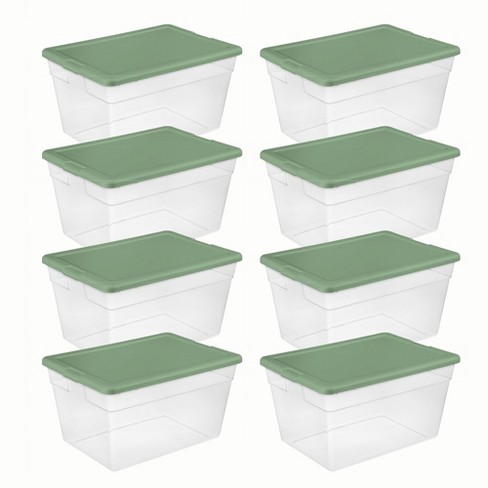 8 Pack Sterilite Lidded 56 qt Clear Bin Home Storage Box Totes Container White