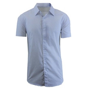Galaxy By Harvic Men's Slim Fit  Short Sleeve Stretch Printed Dress Shirts - 1 of 4