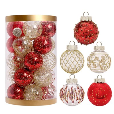 25 Pcs Christmas Tree Hanging Ornaments, 2.4" Shatterproof Plastic Christmas Decoration Balls