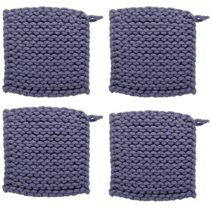 TAG Midnight Blue Crocheted Cotton Trivet Potholder – 8"x8", Heat-Resistant with Hanging Loop, Machine Washable, Protect Hands and Surfaces Set of 4 - 1 of 4