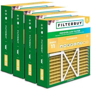 Filterbuy 16x20x5 Air Filter (4-Pack), Pleated MERV 11 Allergen Defense HVAC AC Furnace Air Filters for Honeywell FC100A1003, Lennox X0592, & More - 1 of 4