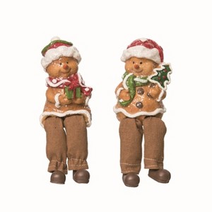 Transpac Small Resin Gingerbread Shelf Sitter Set of 2 Christmas Home Decorations - 1 of 1