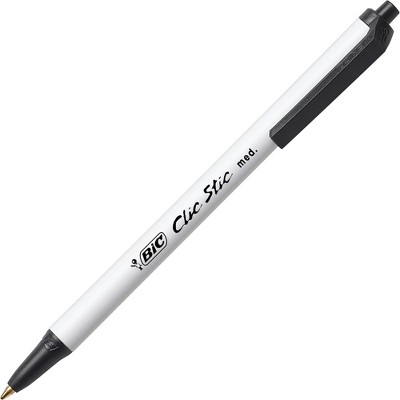 Photo 1 of BIC Clic Stic Retractable Ballpoint Pens, Medium Point, Black Ink, Dozen (90433/CSM11BK)