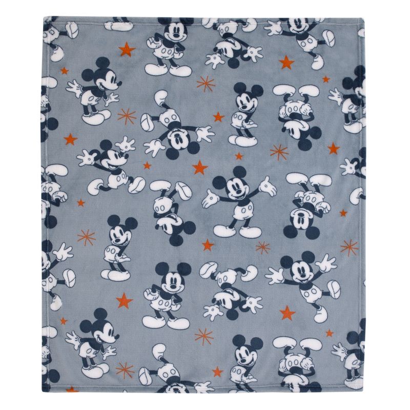 Disney Mickey Mouse Gray, Navy, White and Red Stars Super Soft Baby Blanket, 2 of 8