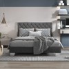 Infans Full Upholstered Bed Frame Mattress Foundation w/ Button Tufted Velvet Headboard - 4 of 4
