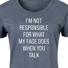 Women's - Instant Message - Not Responsible For Face Graphic T-shirt Dress - 2 of 4