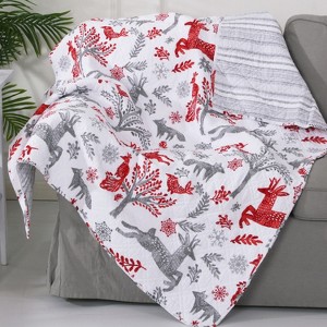 Winterland Holiday Quilted Throw Multi-Color - Levtex Home - 1 of 3