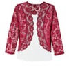 Collections Etc Stylish Scallop Trim Lace Open front Shrug with 3/4 Length Sleeves - 4 of 4