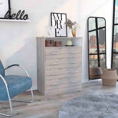 CAVINAS Dresser for Bedroom with 1 Open Shelf and White Metal Handle,Modern Chest of Drawers,Freestanding Dresser for Bedroom