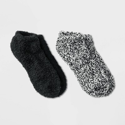 Women's Cozy Marled 2pk Low Cut Socks - Universal Thread™ Black 4-10