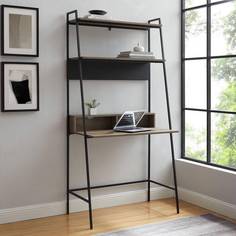 36" Writing Desk with Open Storage Ladder Bookshelf - Saracina Home, 3 of 11