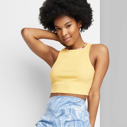 yellow crop tank top