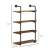 Aghana Digitals Rustic Brown 4-Tier Industrial Pipe Wall Shelf, Metal & MDF Floating Display Rack - 3 of 4