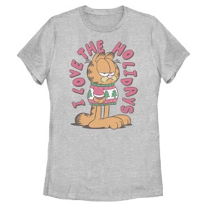 Womens Garfield I Love The Holidays Ugly Sweater T Shirt - 1 of 4
