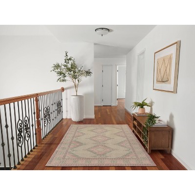 Anatolia Pink Medallion Wool and Synthetic Rug 3'3" x 5'