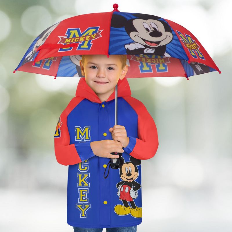 Mickey Mouse Boys Umbrella and Raincoat Set, Kids Ages 2-5, 2 of 8