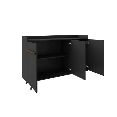 Bradley Black Wood Mid-Century Modern Buffet Stand with Splayed Legs