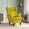 vidaXL Armchair Wingback Sofa Chair Living Room Upholstered Side Chair Velvet - Mustard Yellow Without Footrest - 2 of 4