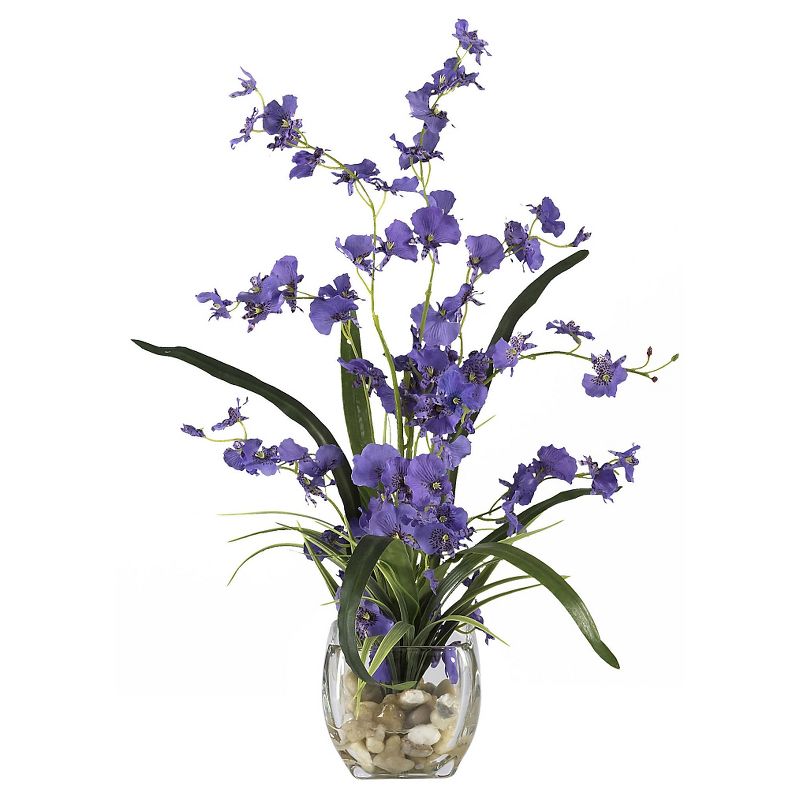 Nearly Natural Dancing Lady Orchid Liquid Illusion Silk Flower Arrangement Purple, 1 of 5